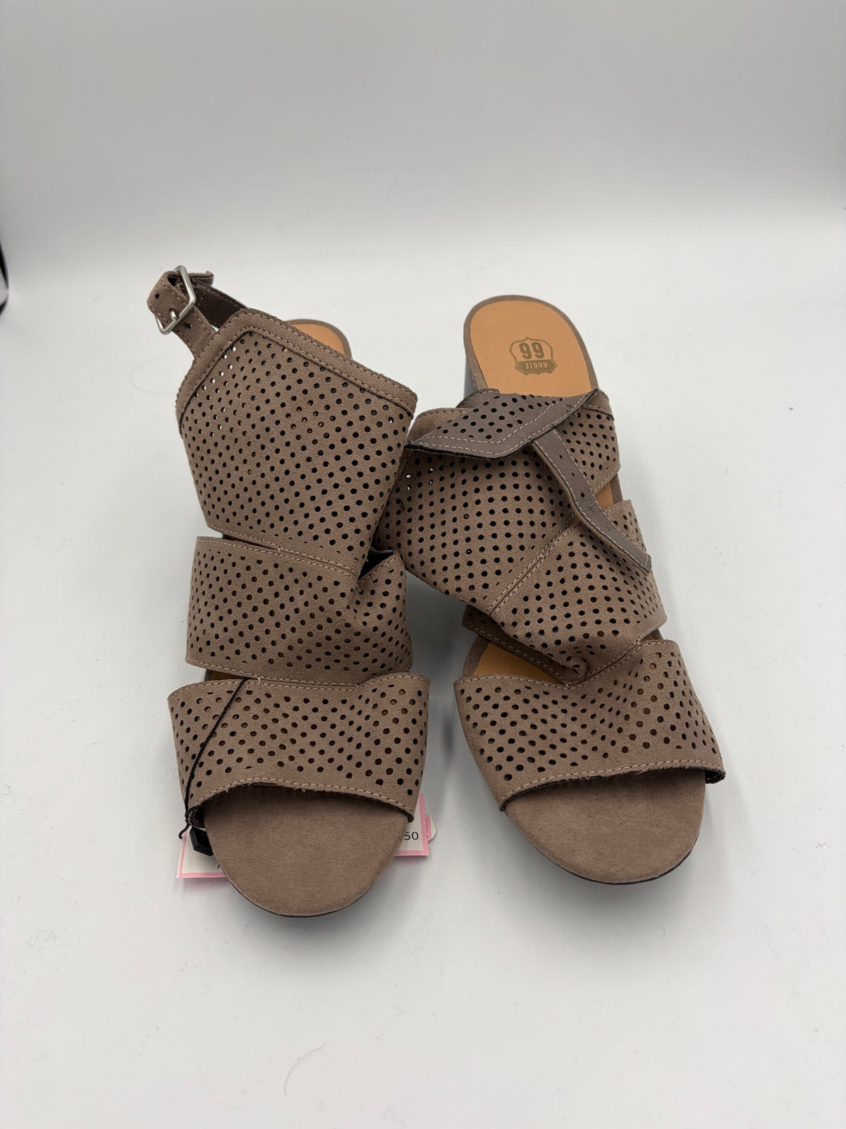 tan Route 66 open toed heels, 9