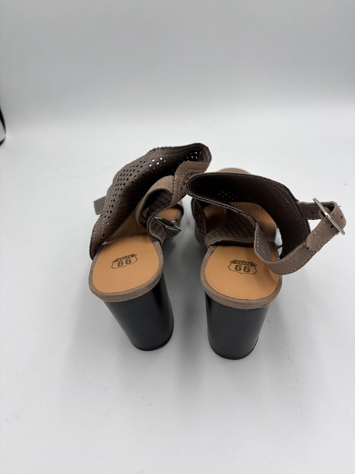 tan Route 66 open toed heels, 9