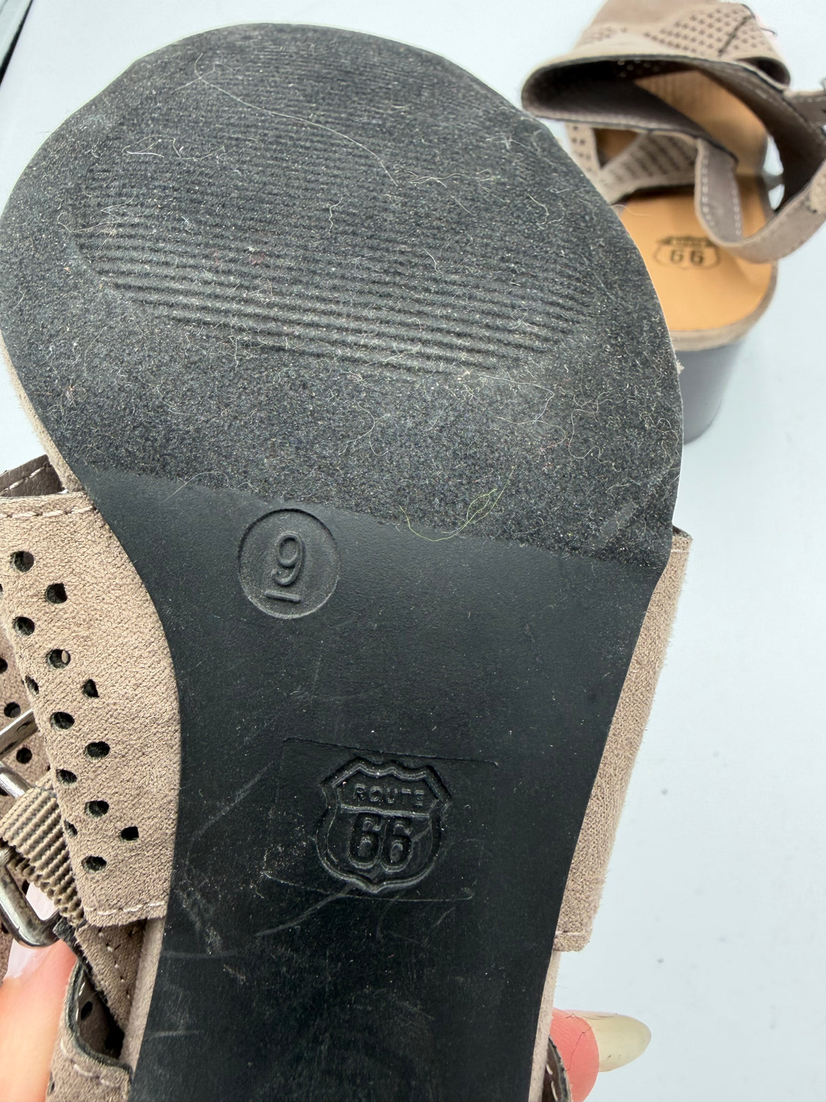 tan Route 66 open toed heels, 9