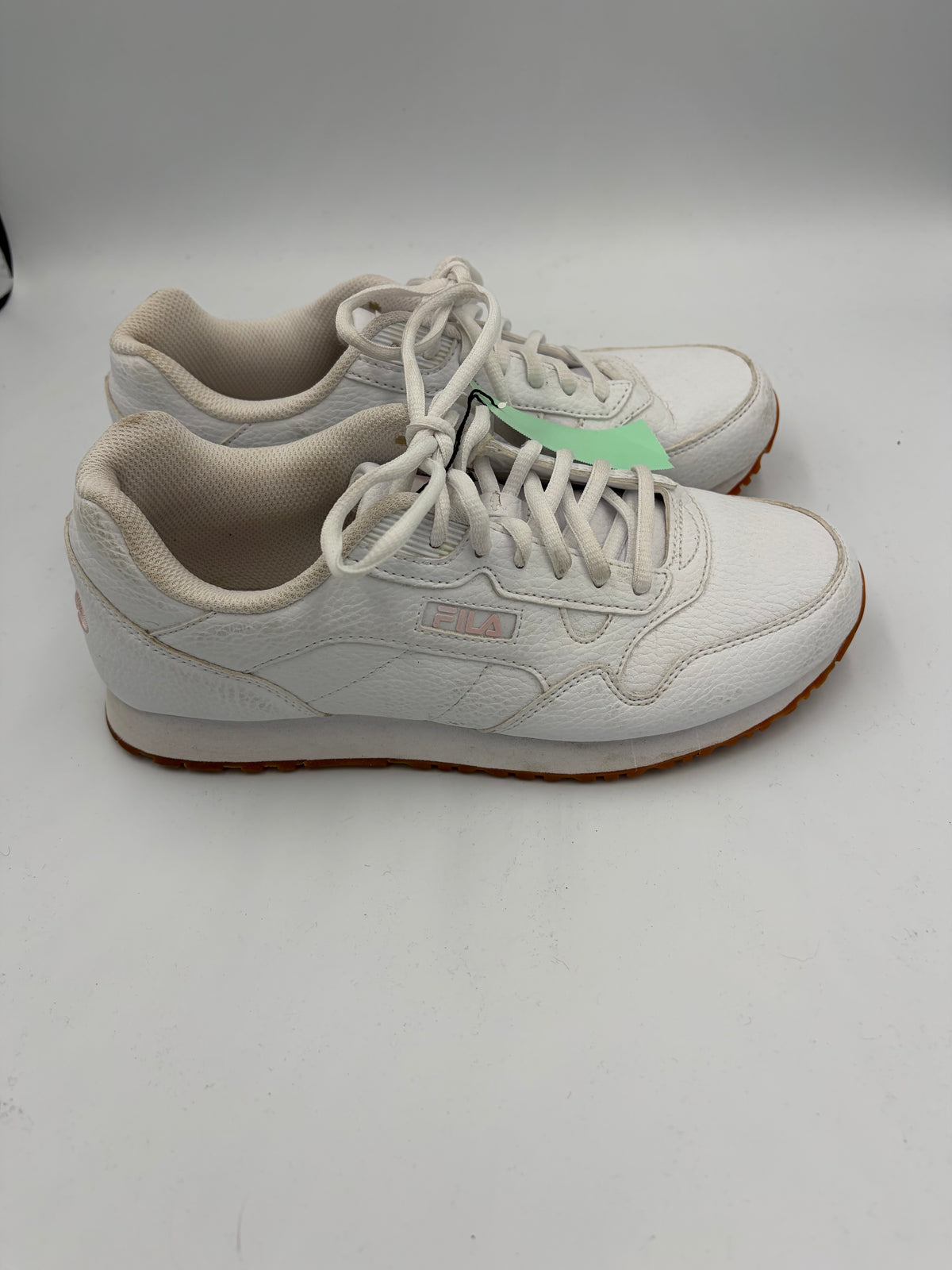 White Fila pebbled leather sneakers, 9