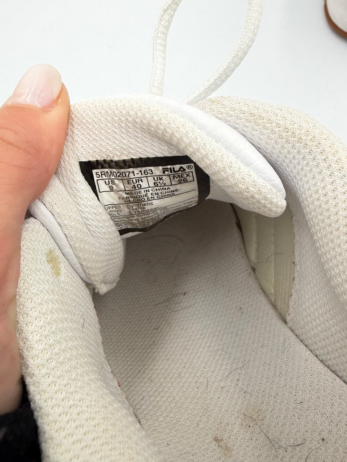 White Fila pebbled leather sneakers, 9