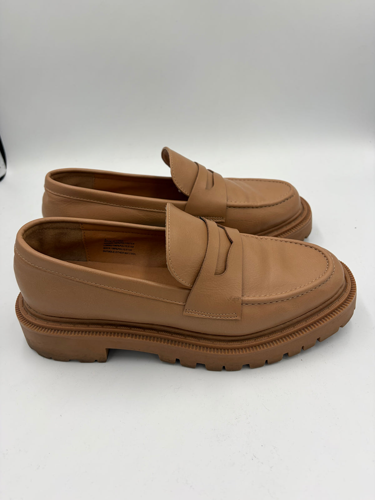 Tan  chunky loafers, 9