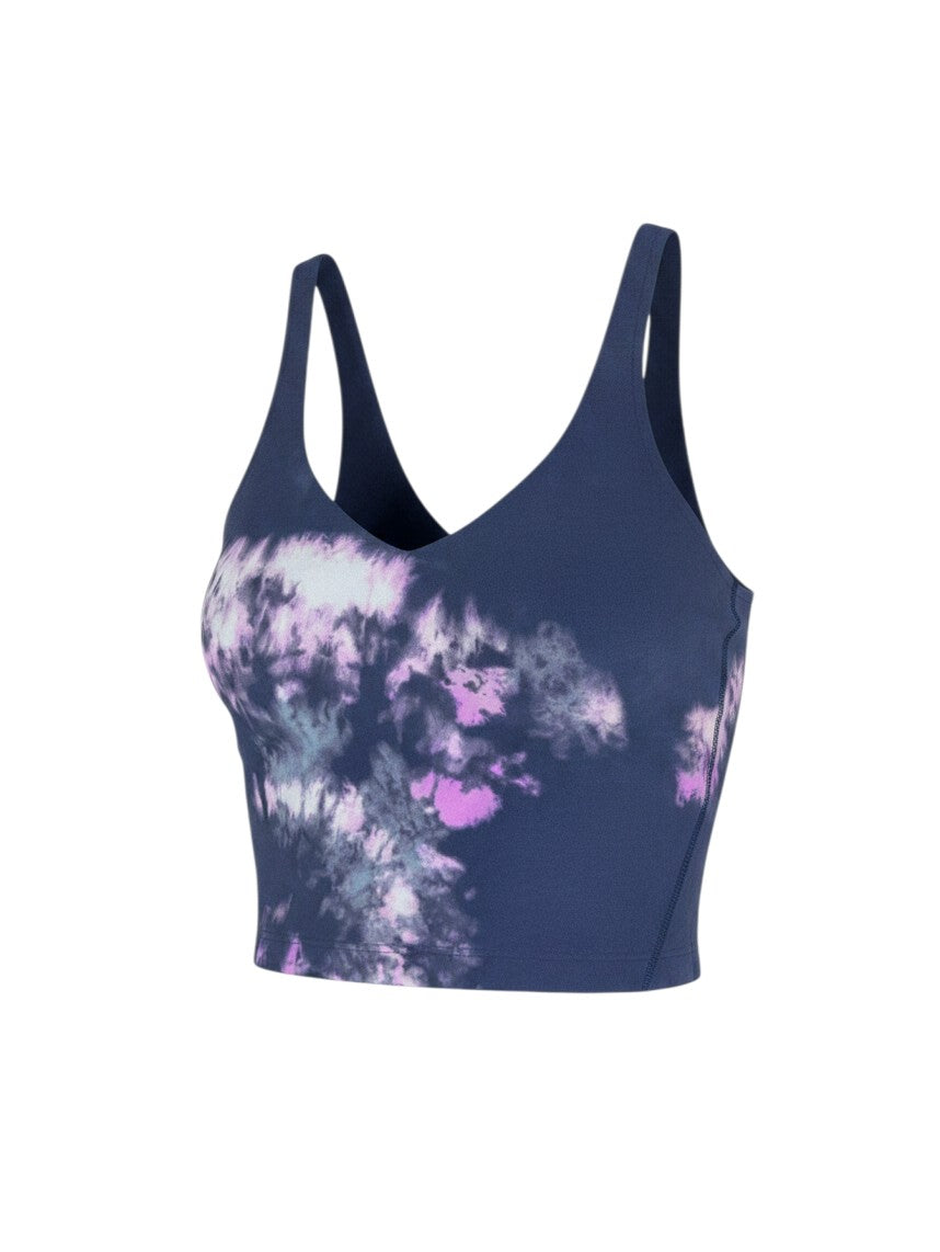 Per Diem Thrifts blue Lululemon Align tank top with a purple and white tie-dye pattern and v-neckline